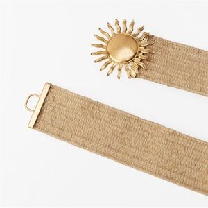 Limited edition Zara sunburst Gold Buckle Tan Belt